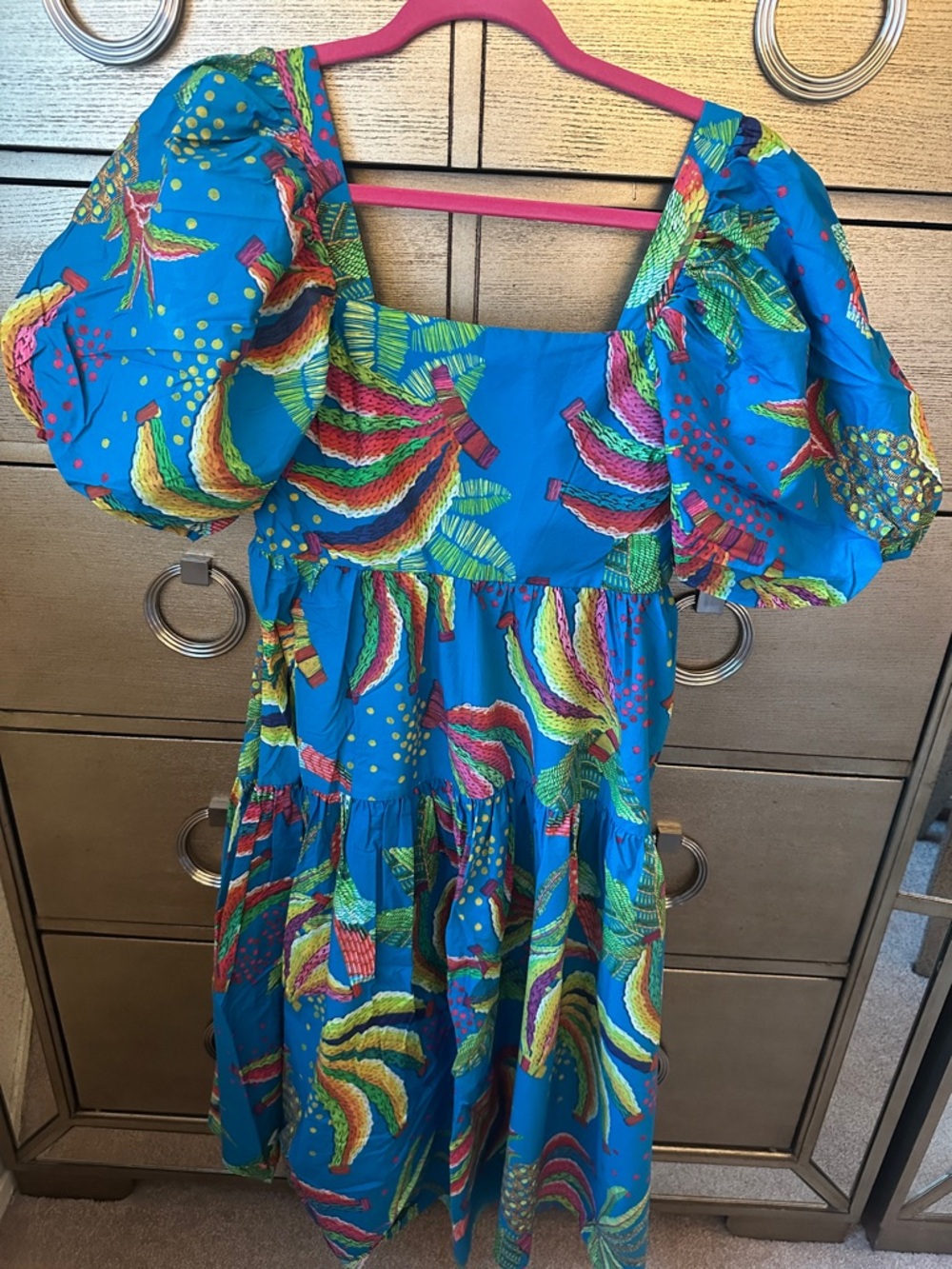 🛍️SALE🛍️ Farm Rio Dream Garden Tropical Print Tiered Midi Dress - Picture 3 of 5